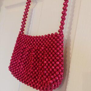 Rich deep pink beaded handbag crossbody purse